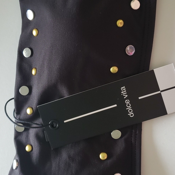 Dolce Vita Stella Studded Bandeau Bikini Top Size S‎ Black Gold Silver Metallic - Picture 13 of 13